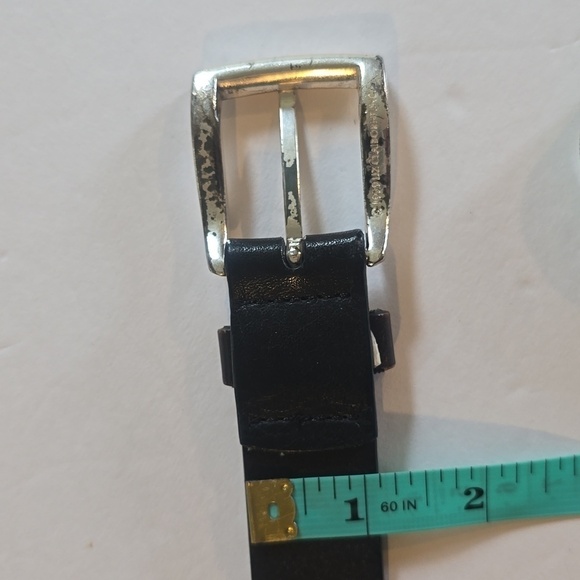 Liz Claiborne Womens Black leather belt Silver Tone Buckle Vintage Sz.40 - Picture 9 of 11